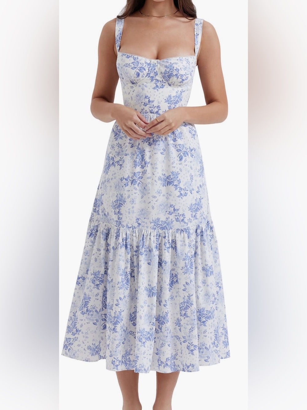 Elia Floral Stretch Cotton Blend Corset Sundress (Fits like large)